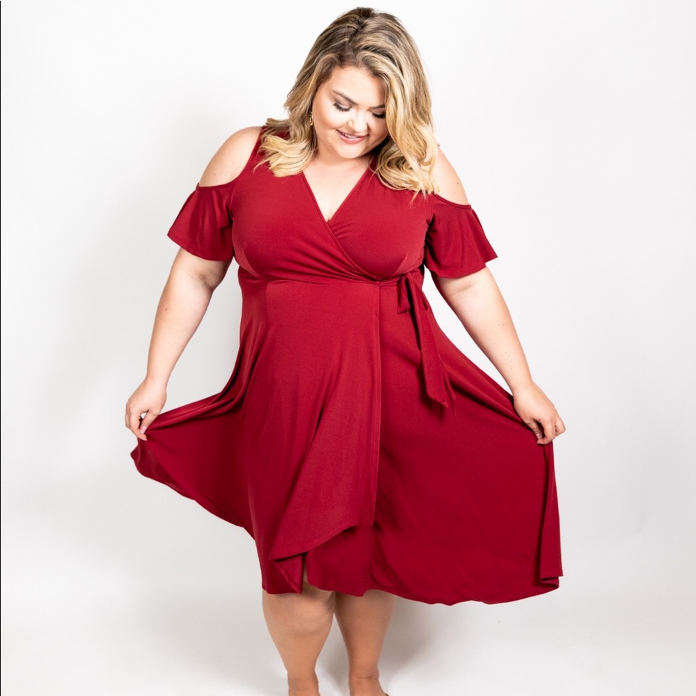Plus Size Mock Wrap Swing Dress